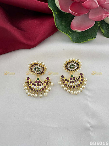 Kemp Earrings for Bharatanatyam | Temple Jewellery Jhumka