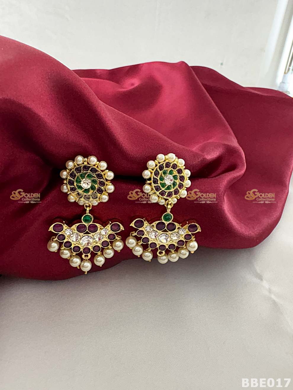 Kemp Jhumka Earrings for Bharatanatyam | Temple Jewellery Jhumki
