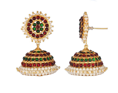 Gold-Plated-Jhumka-Earrings-Bharatanatyam