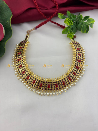 Kemp Bharatanatyam Necklace Traditional Temple Jewellery for Dance