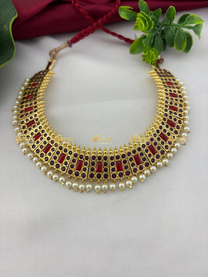 Kemp Bharatanatyam Necklace Traditional Temple Jewellery