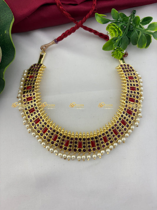 Kemp Bharatanatyam Necklace Traditional Temple Jewellery for Classical Dance 2