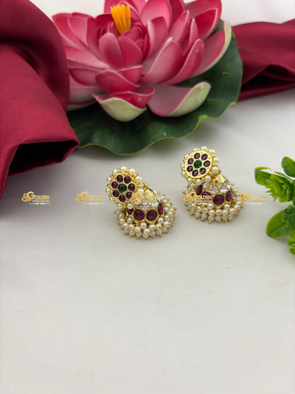 Kemp Bharatanatyam set Kemp Jhumka