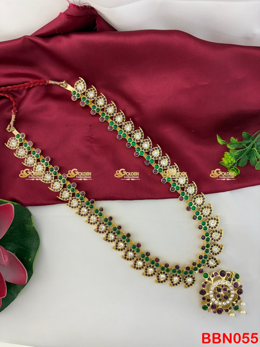 Kemp Mango Long Necklace Haram for Bharatanatyam Arangetram 2