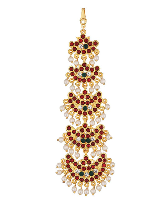 Bharatanatyam Nethi Chutti Maang Tikka with Kemp Stones BMT-032 for Bharatanatyam and Kuchipudi dance