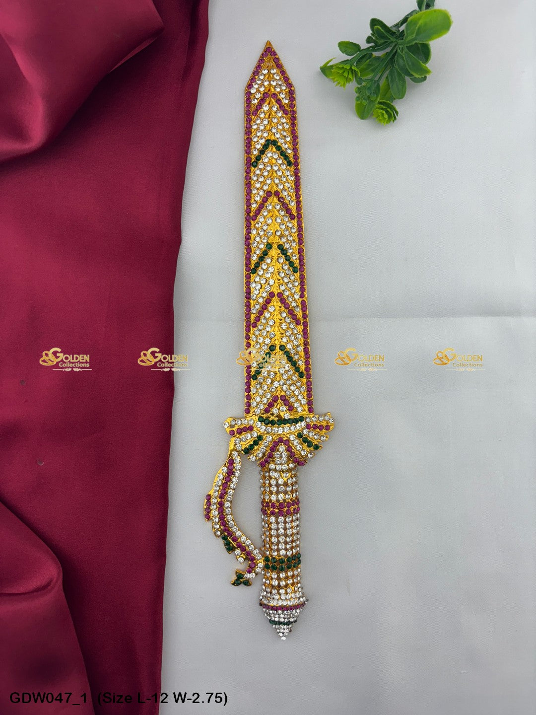 Talwar Collection Deity Sword Talwar Weapon with Stone Work GDW-047 | Golden Collections