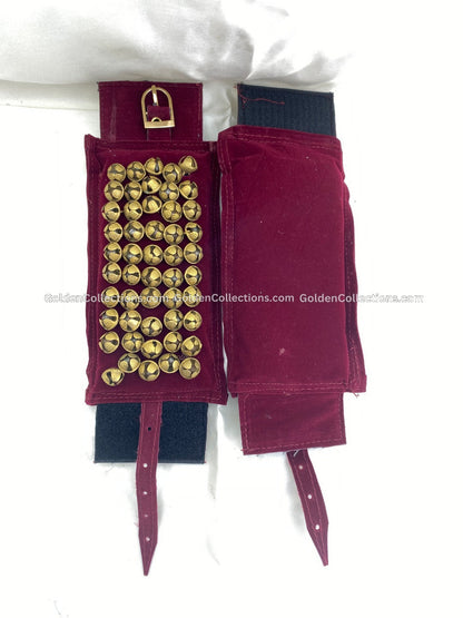 Salangai Online for bharatanatyam 5-line Maroon Brass Velcro Ghungroo 2