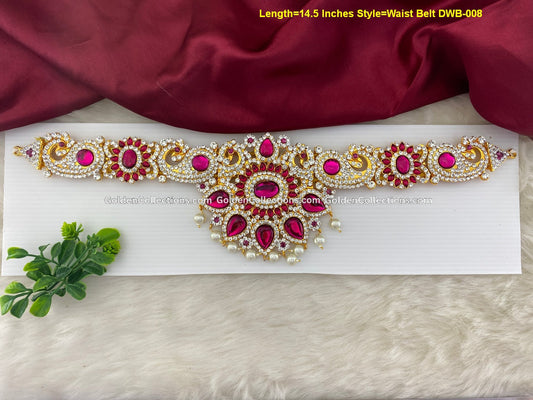 Deity Vaddanam Waist Belt with Stone Work DWB-008 Waist Belts deity alankaram image 1