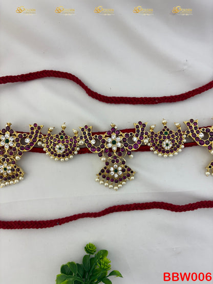 Traditional Kemp Vaddanam Oddiyanam Waistbelt for Bharatanatyam