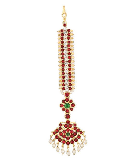 Bharatanatyam nethi chutti maang tikka BMT029 with kemp stones for forehead placement