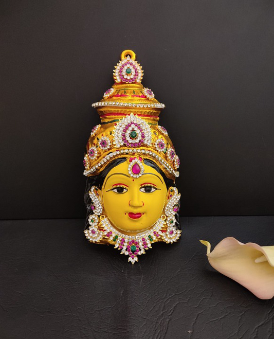 The elegant profile of Goddess Varalakshmi, showcasing her divine grace and benevolence, bringing fortune and prosperity to her devotees.