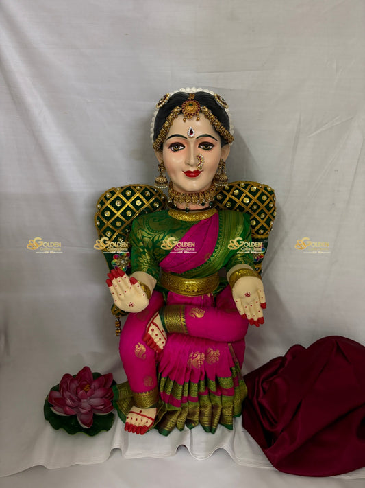 Varalakshmi Amman Idol Full Set 24 in Green Pink VVD109 for Varalakshmi Vratham pooja image 2