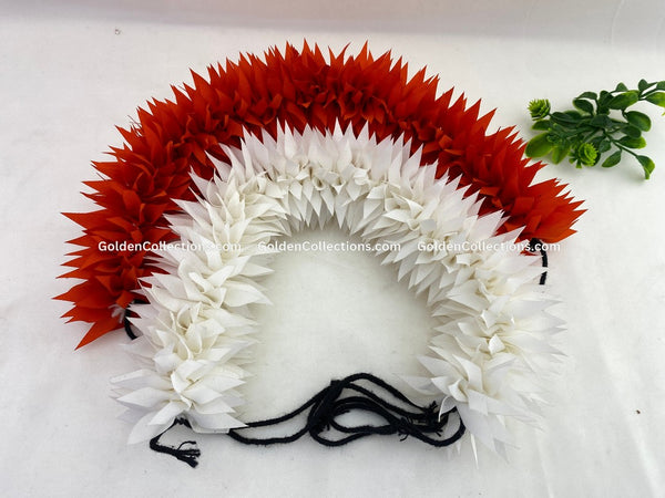 White and Orange Bharatanatyam Gajra Veni Flowers BDF-002