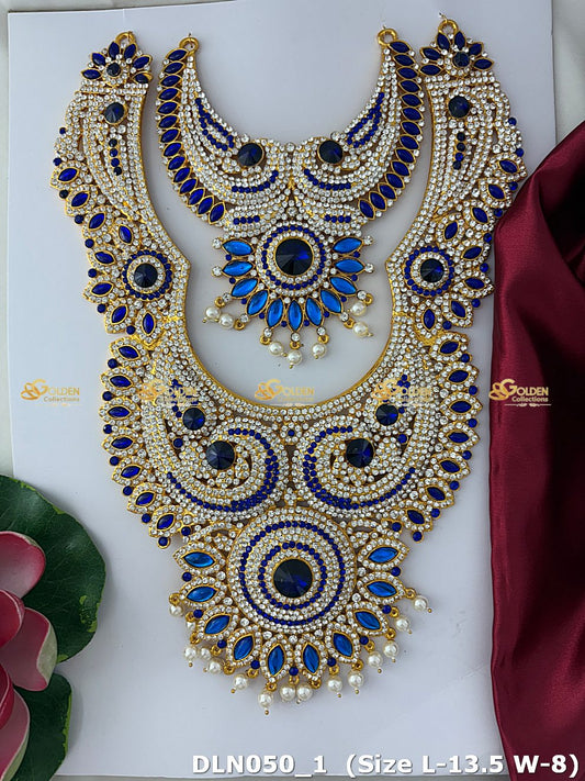 Lakshmi / Amman Blue with White 2 Step Long Haram DLN050 deity long haram image 1