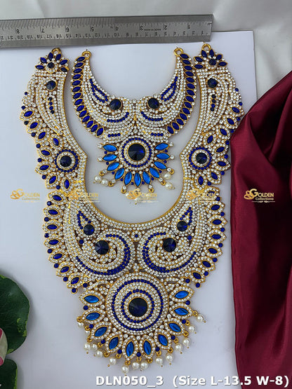 Lakshmi / Amman Blue with White 2 Step Long Haram DLN050 deity long haram image 3