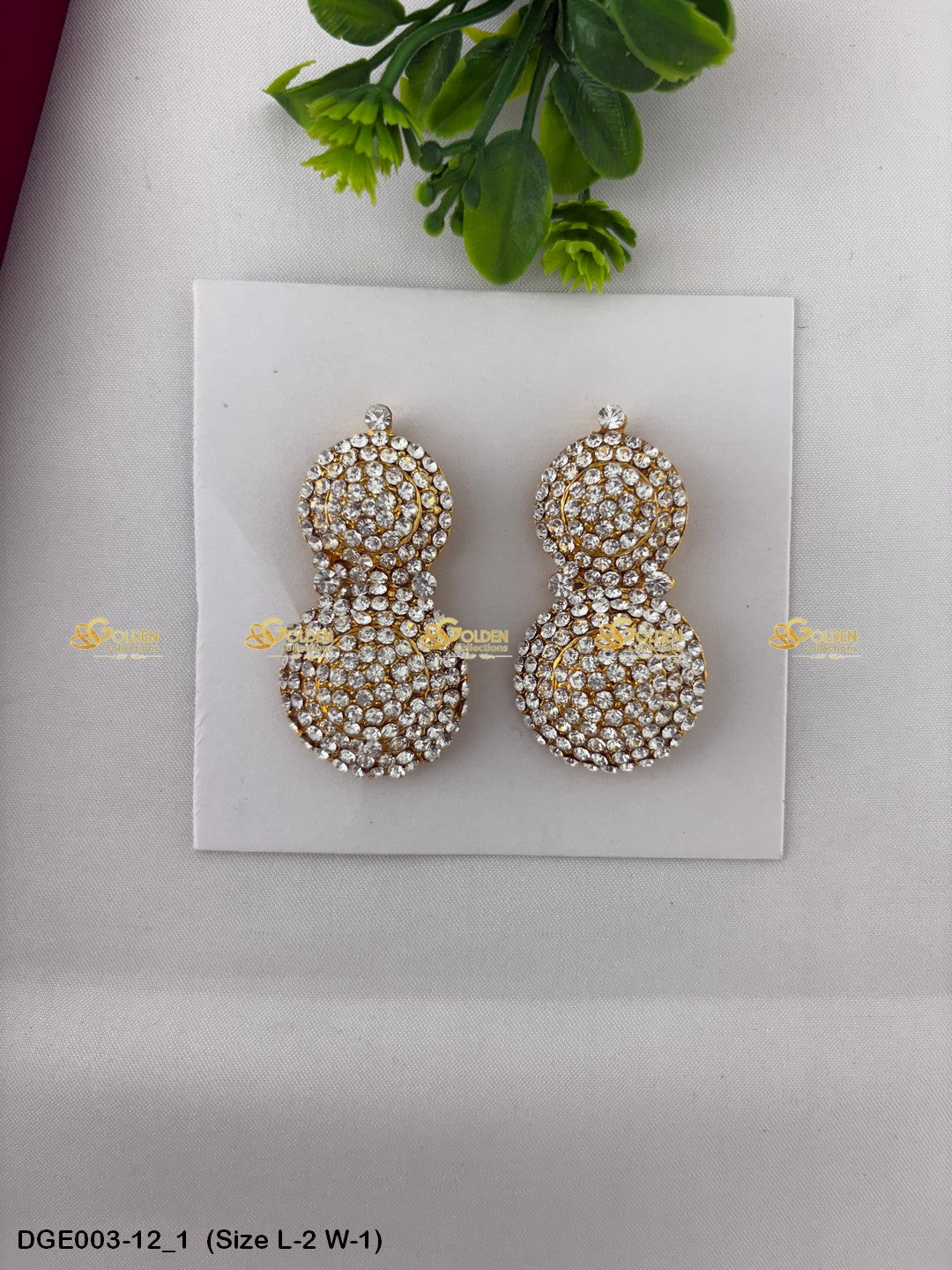 ammavaru deity stone earrings karna pathakam goldencollections Size: 2 x 1, Color: White, Style: Round Image 1