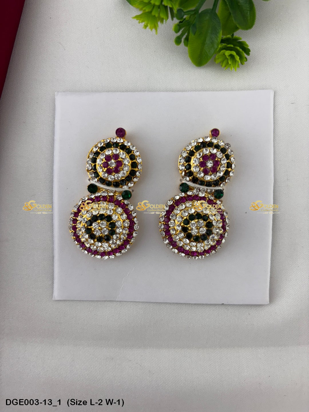 ammavaru deity stone earrings karna pathakam goldencollections Size: 2 x 1, Color: Multi, Style: Round Image 1