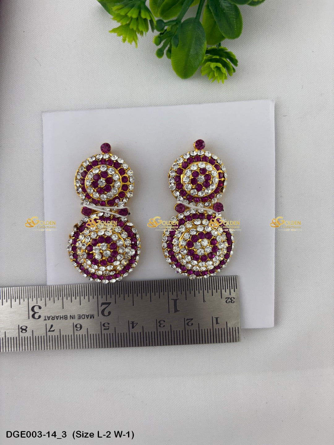 ammavaru deity stone earrings karna pathakam goldencollections Size: 2 x 1, Color: Pink, Style: Round Image 3