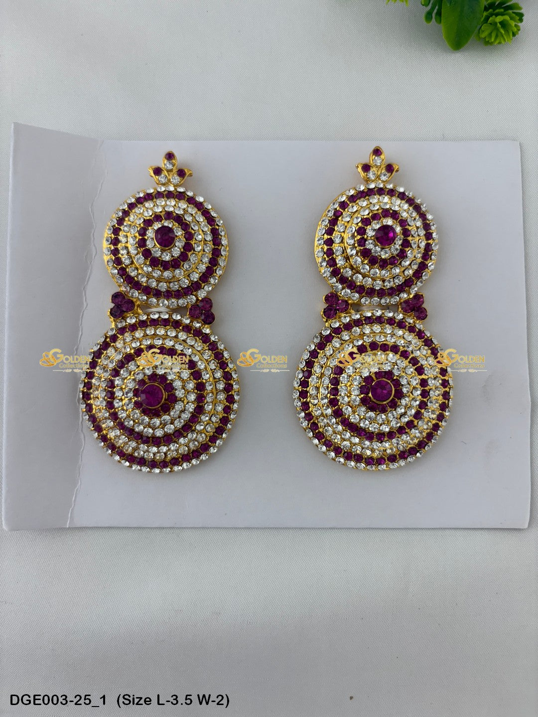 ammavaru deity stone earrings karna pathakam goldencollections Size: 3.5 x 2, Color: Multi, Style: Round Image 1
