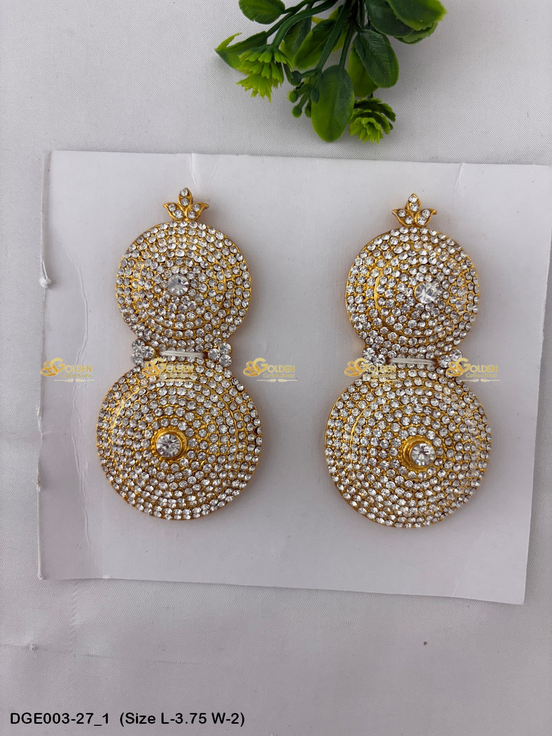 ammavaru deity stone earrings karna pathakam goldencollections Size: 3.75 x 2, Color: White, Style: Round Image 1