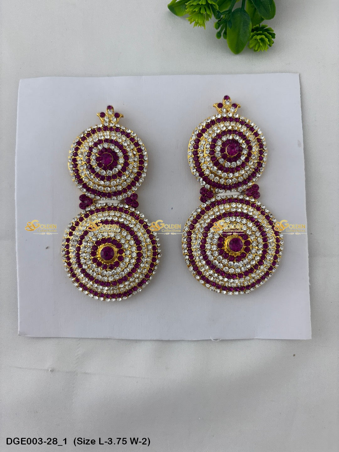 ammavaru deity stone earrings karna pathakam goldencollections Size: 3.75 x 2, Color: Multi, Style: Round Image 1