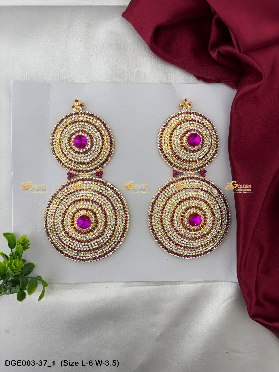 ammavaru deity stone earrings karna pathakam goldencollections Size: 6 x 3.5, Color: White, Style: Round Image 1
