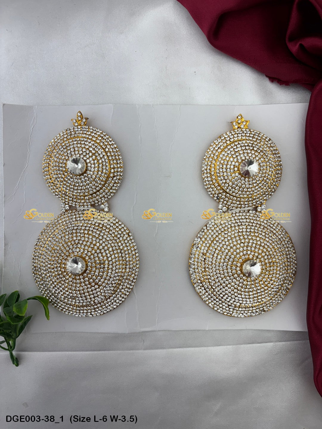 ammavaru deity stone earrings karna pathakam goldencollections Size: 6 x 3.5, Color: Multi, Style: Round Image 1
