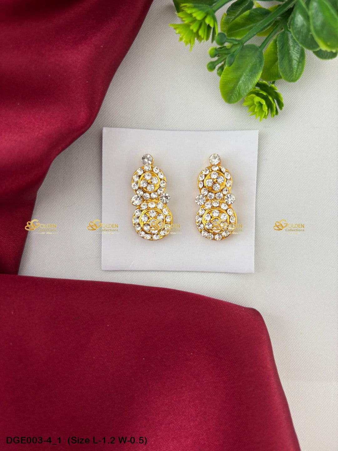 ammavaru deity stone earrings karna pathakam goldencollections Size: 1.2 x 0.5, Color: Multi, Style: Round Image 1