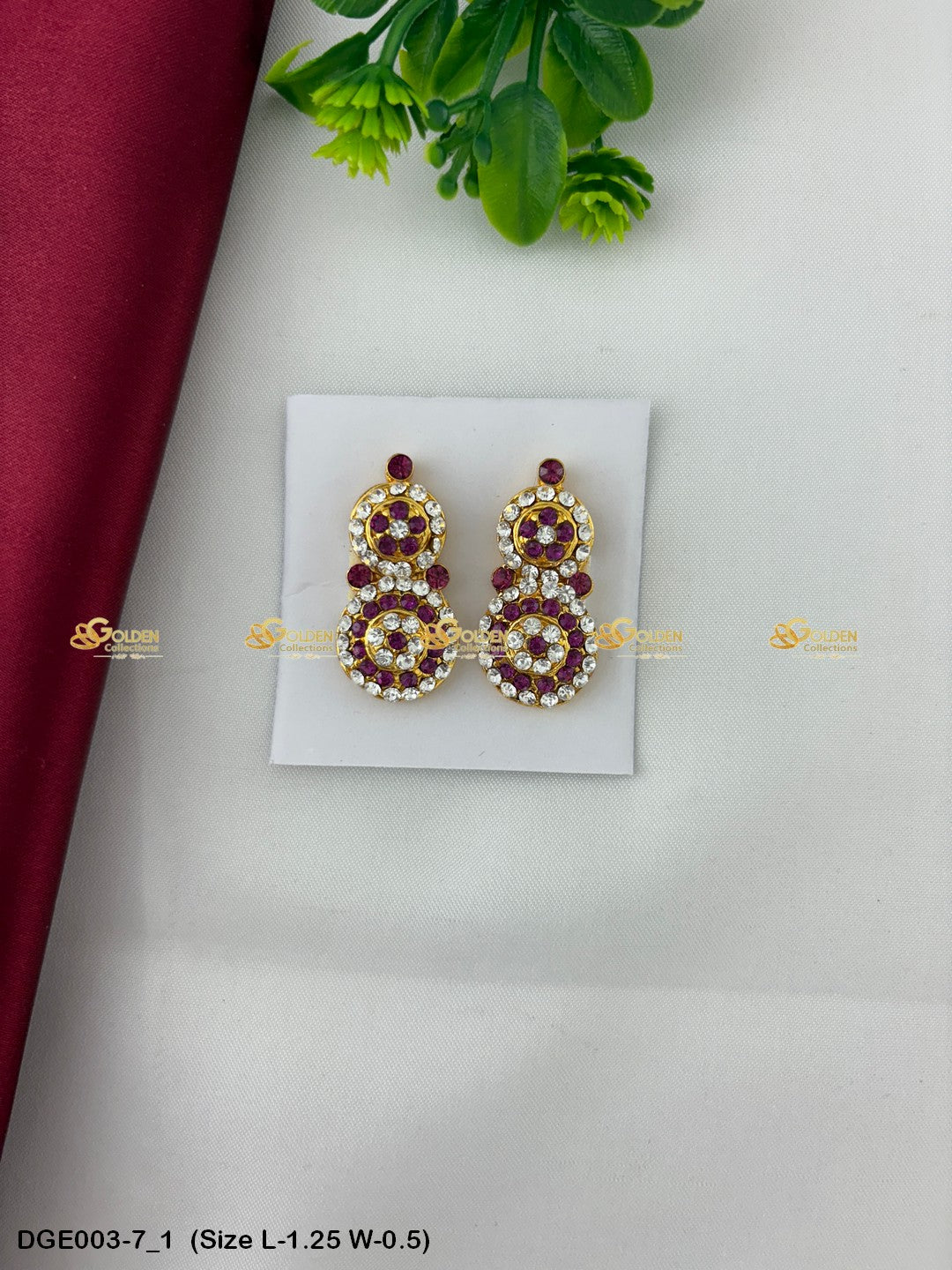 ammavaru deity stone earrings karna pathakam goldencollections Size: 1.25 x 0.5, Color: Multi, Style: Round Image 1