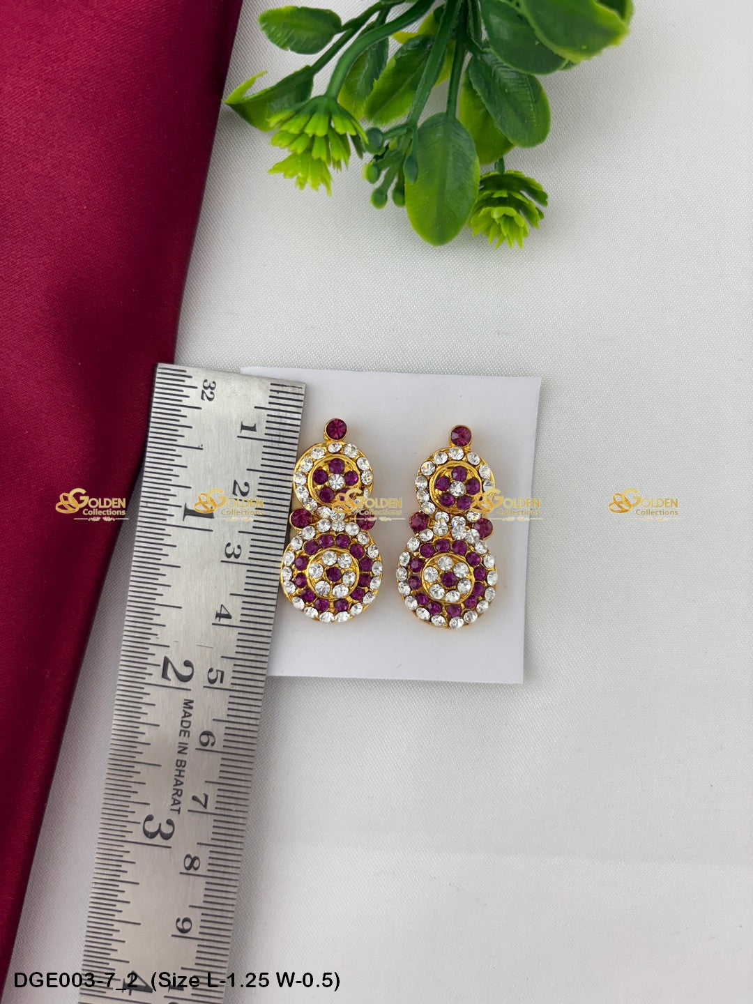 ammavaru deity stone earrings karna pathakam goldencollections Size: 1.25 x 0.5, Color: Multi, Style: Round Image 2