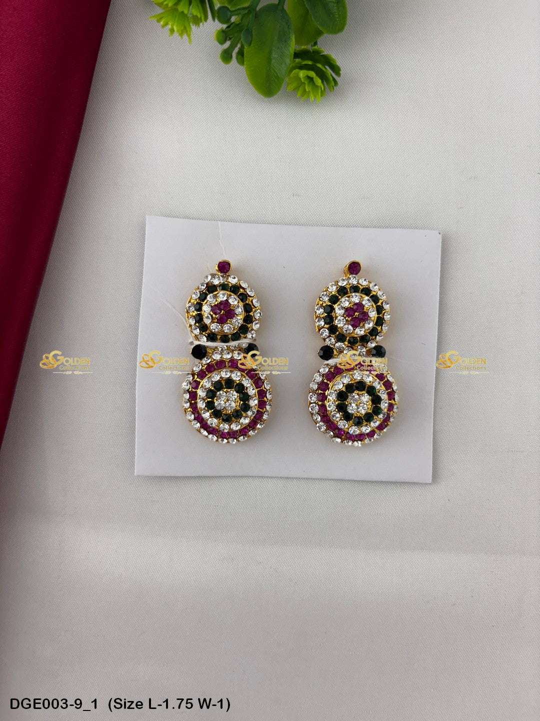 ammavaru deity stone earrings karna pathakam goldencollections Size: 1.75 x 1, Color: White, Style: Round Image 1