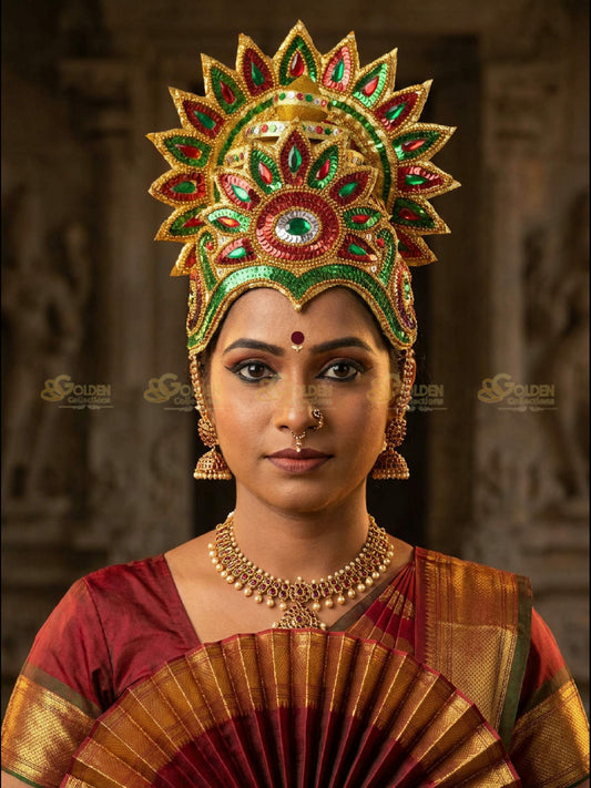 Temple Style Bharatanatyam Drama Crown BDC18 drama dance crown image 2