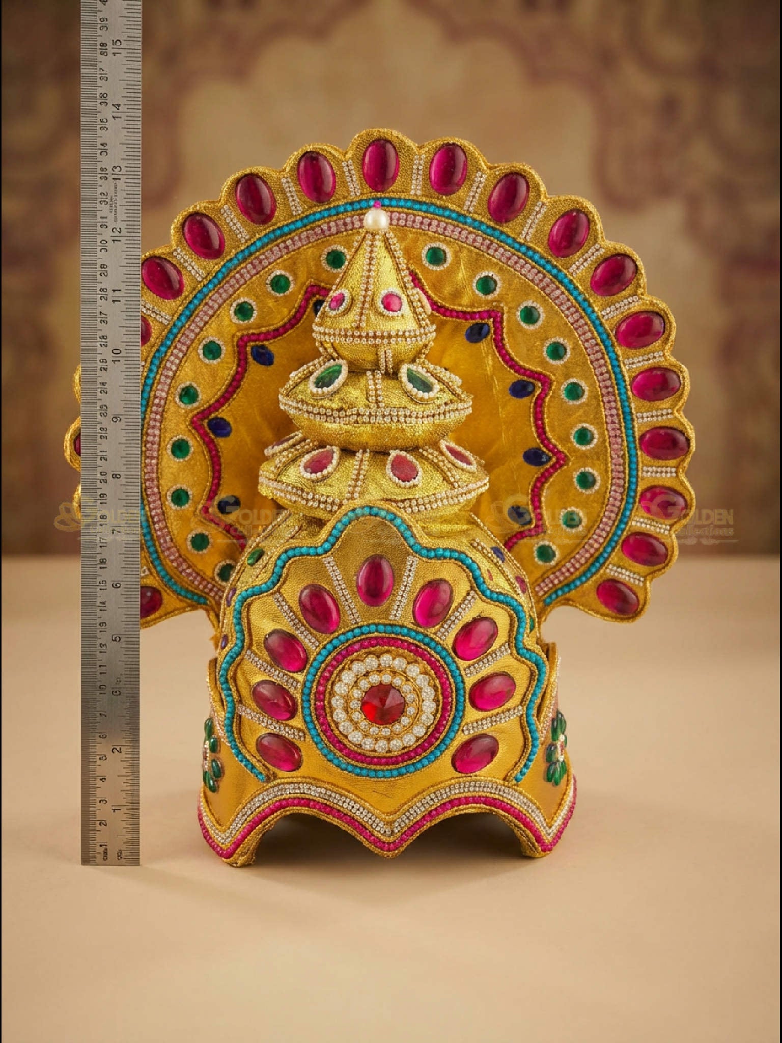 Golden Collections Drama Crown - Measuring height with ruler for precise fit