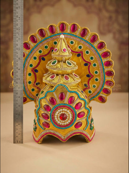 Golden Collections Drama Crown - Measuring height with ruler for precise fit