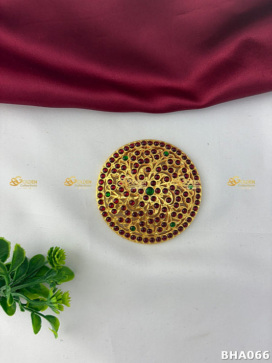 Floral Bharatanatyam Rakodi Billa with Kemp Stones – Temple Jewellery Back Head Ornament
