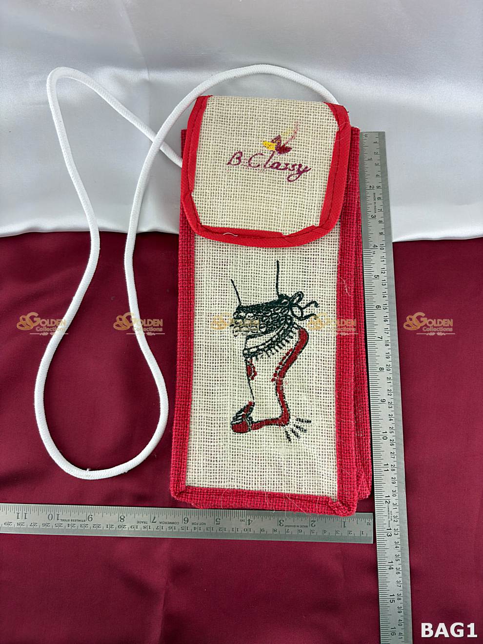 Bharatanatyam ghungroo bag red color classical dance anklet storage pouch Goldencollections