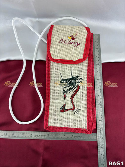 Bharatanatyam ghungroo bag red color classical dance anklet storage pouch Goldencollections
