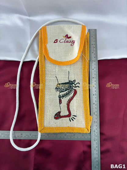 Bharatanatyam ghungroo bag yellow color classical dance ghungroo pouch measurements