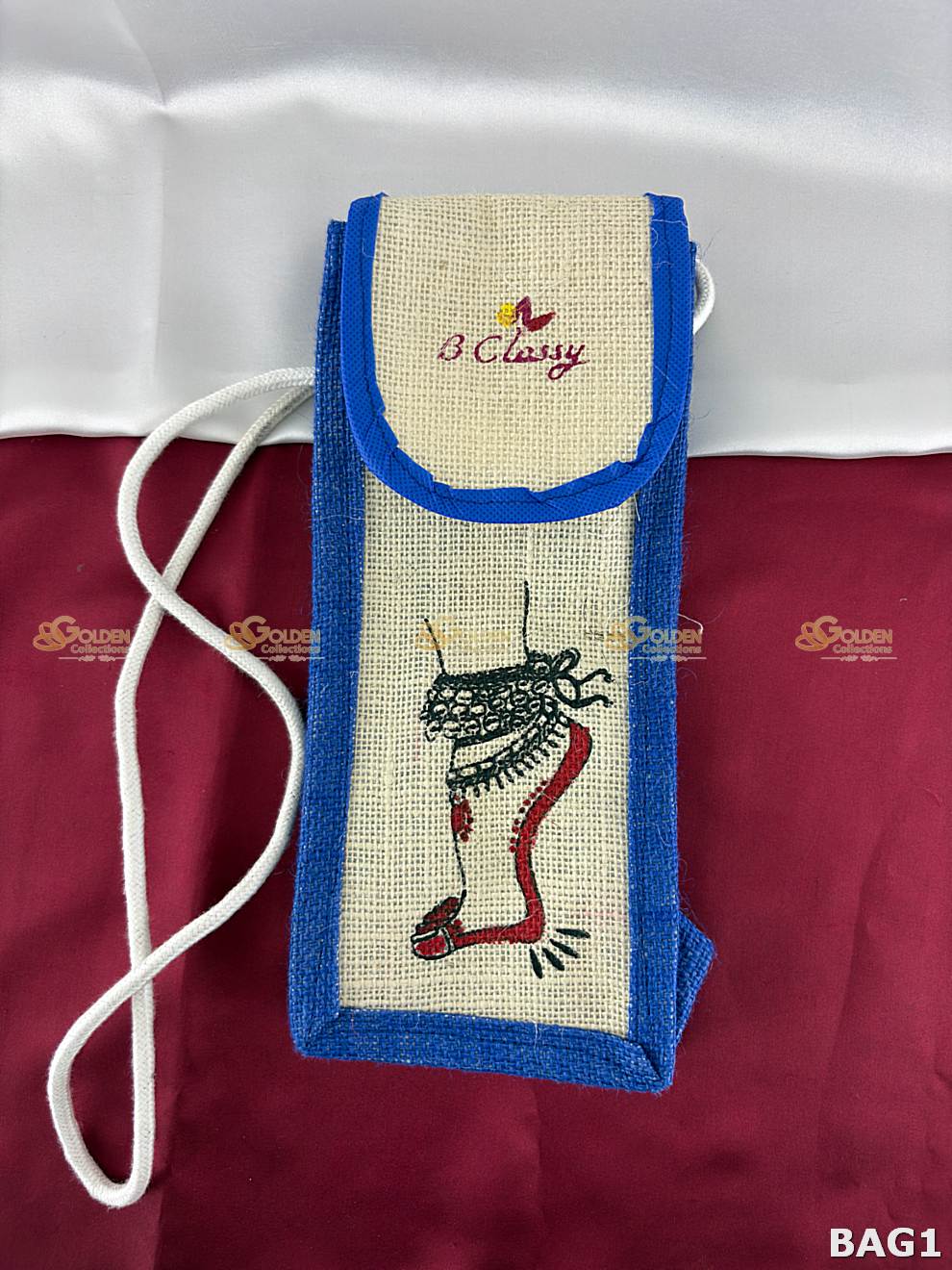 Bharatanatyam ghungroo bag blue color dance jewellery storage bag
