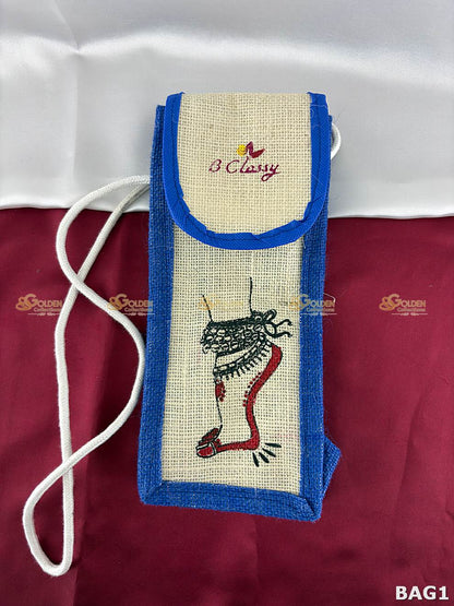 Bharatanatyam ghungroo bag blue color dance jewellery storage bag