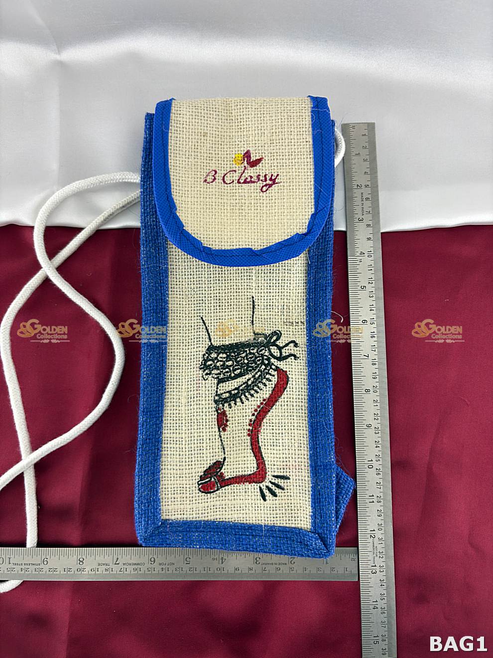 Bharatanatyam ghungroo bag blue color dance jewellery storage bag Measurements 