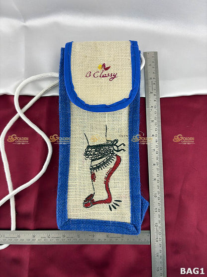 Bharatanatyam ghungroo bag blue color dance jewellery storage bag Measurements 