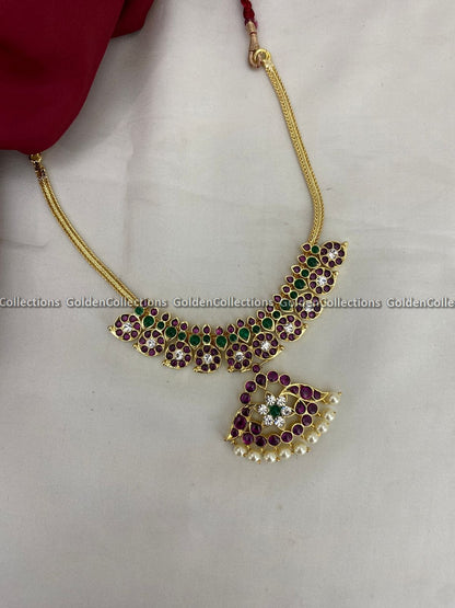Bharatanatyam Jewellery Set Short Mango Chains  Color: Kemp Style: Kemp Short Necklace  Image 2
