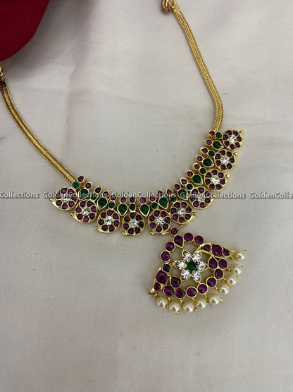 Bharatanatyam Jewellery Set Short Mango Chains  Color: Kemp Style: Kemp Short Necklace  Image 5