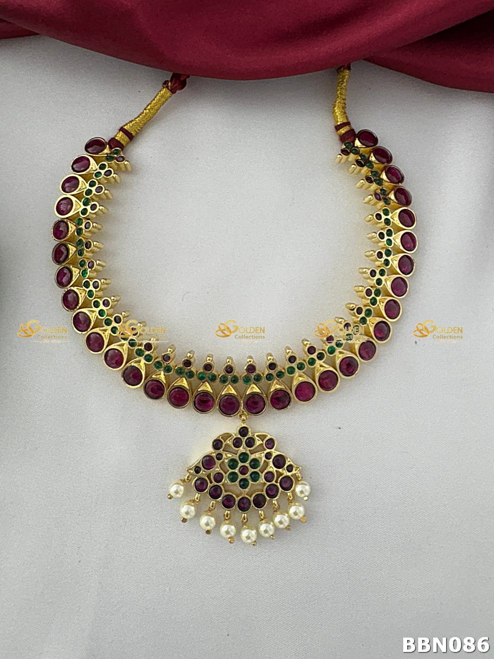 Kemp Bharatanatyam Addigai Short Necklace | GoldenCollections