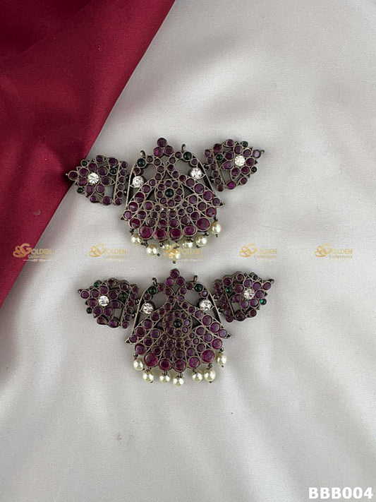 Black Kemp Vanki Bajuband Armlet for Bharatanatyam BBB004 with black kemp stones