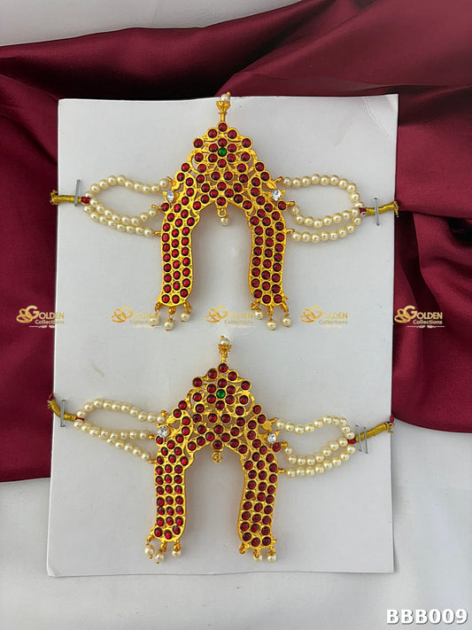 Bharatanatyam Kemp Bajuband / Vanki Armlet – Temple Jewellery | GoldenCollections