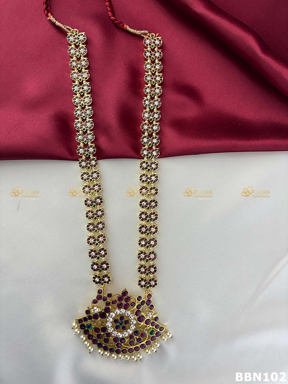 Bharatanatyam Kemp long haram necklace temple jewellery classical dance long chain