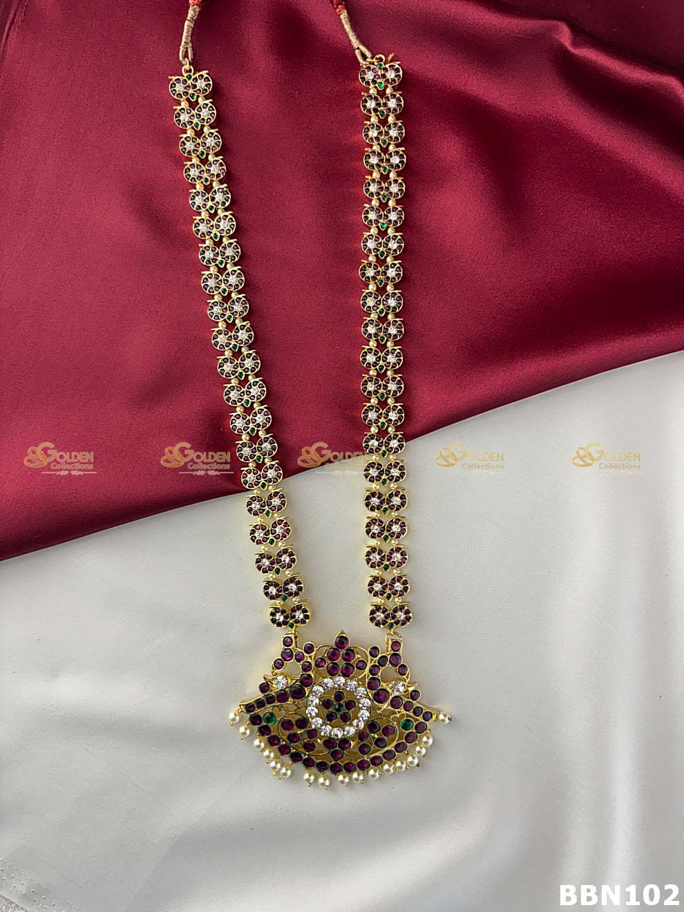 Bharatanatyam Kemp Long Haram Necklace | Temple Dance Jewellery
