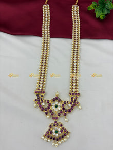 Real Kemp Long Haram for Bharatanatyam and Kuchipudi BBN043 with red-green kemp stones
